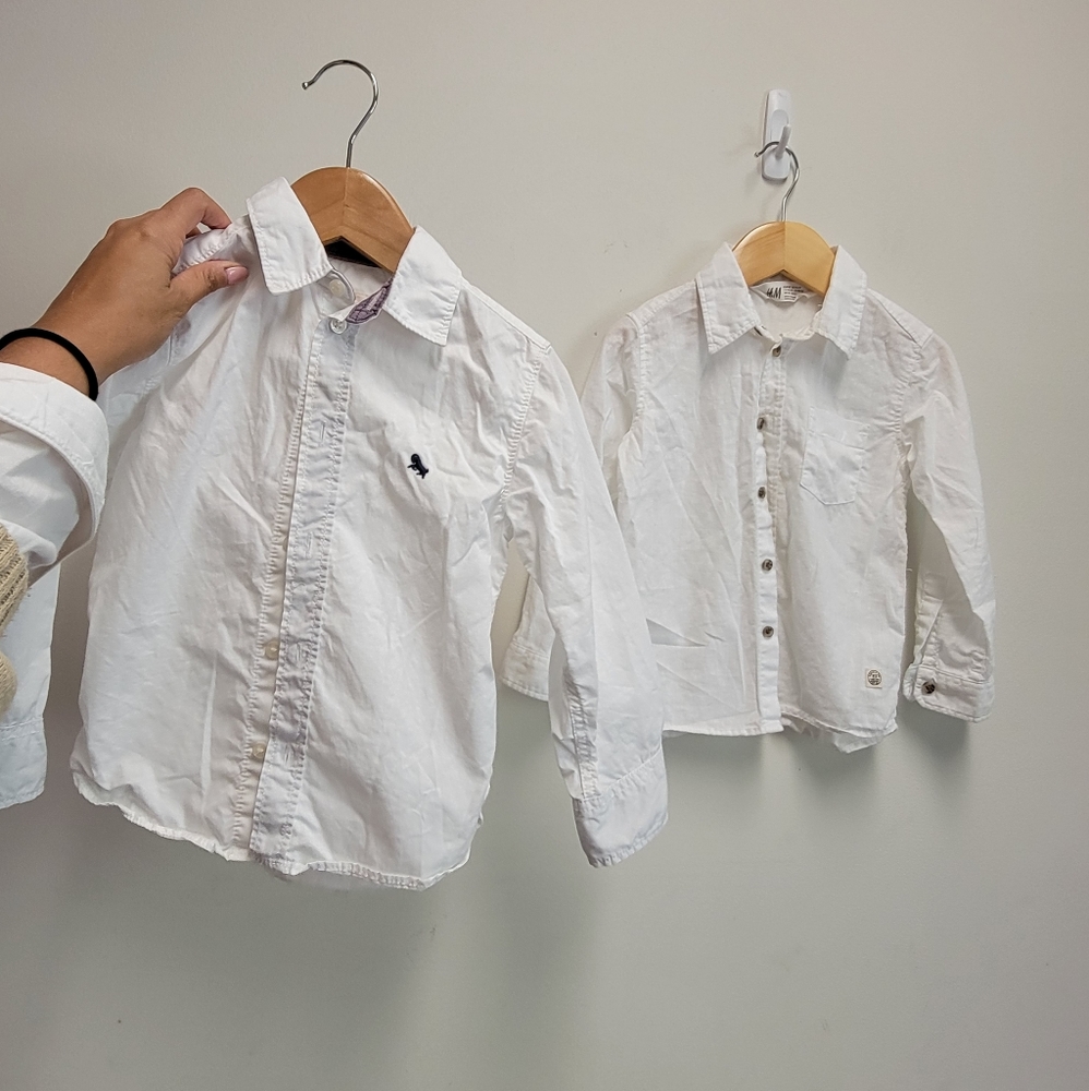 2 Toddler Bottom Up White Shirts